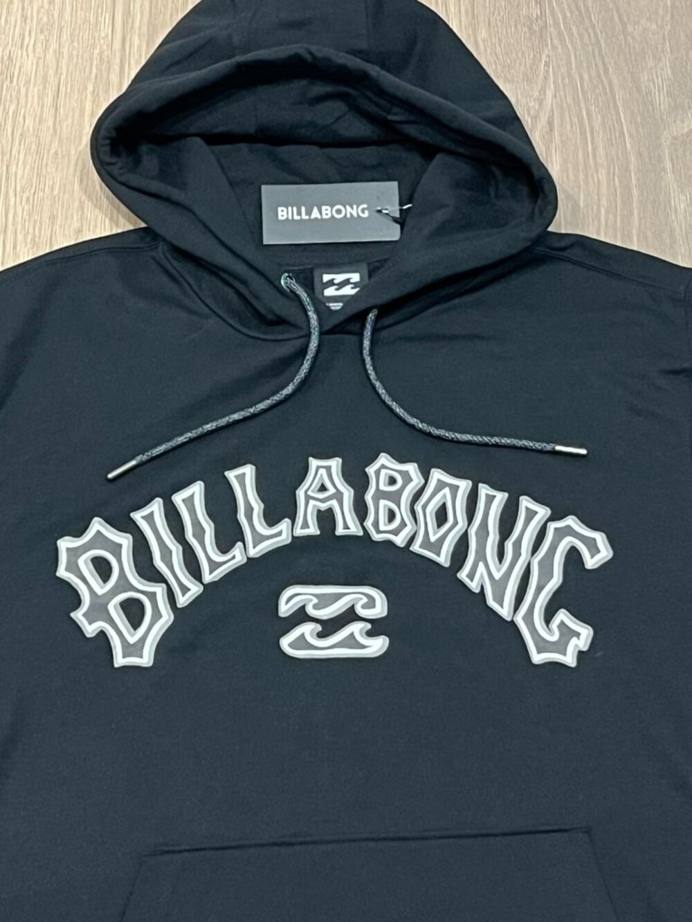 L Mens BILLABONG Surf Pullover Hoodie Sweatshirt Sweater Top Shirt Black Wave